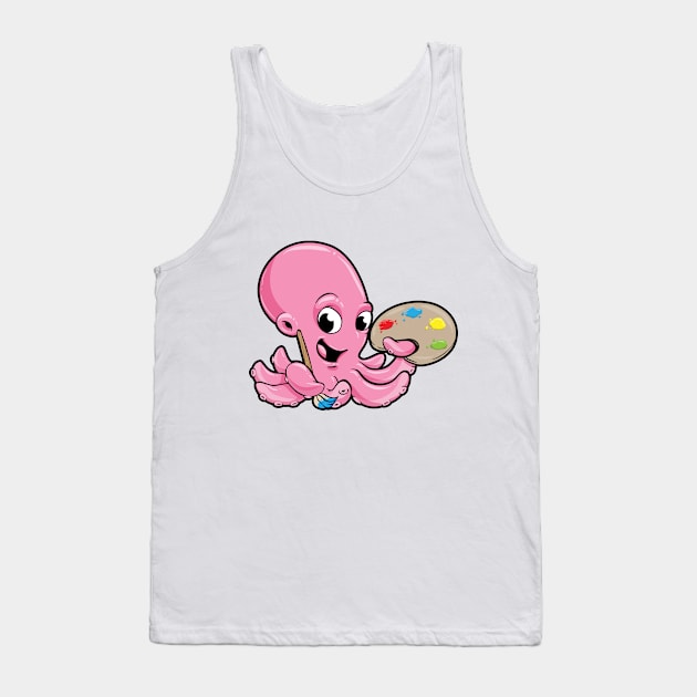 Octopus as Painter with Brush and Paints Tank Top by Markus Schnabel